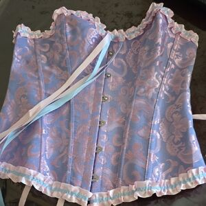 Lavender Pink Brocade Corset Tank Top